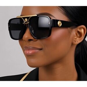 Dark‎ Black Lens Sunglasses Women Outdoor Big Style Large Lentes Gafas Mujeres